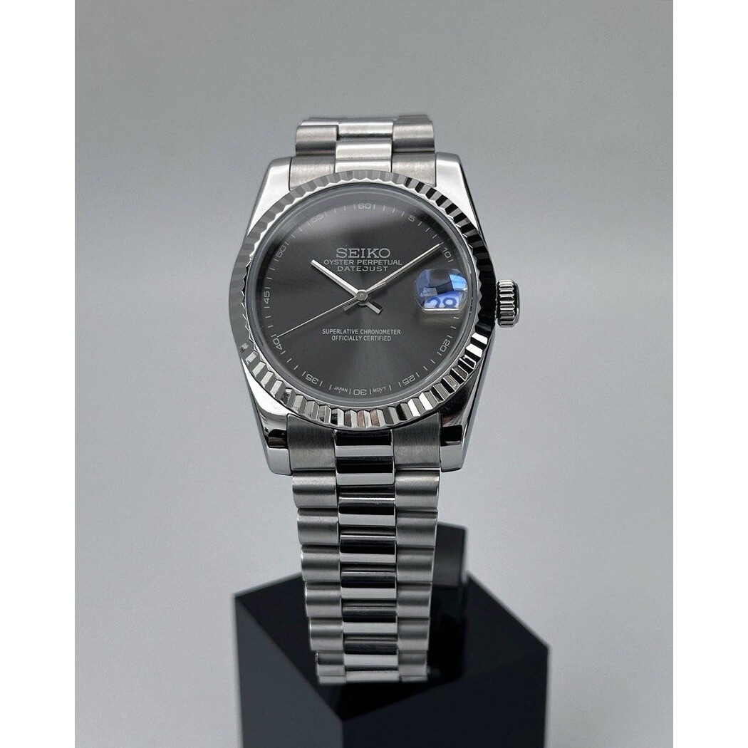 Custom Seiko Mod • Grey Sterile Datejust President • 36mm